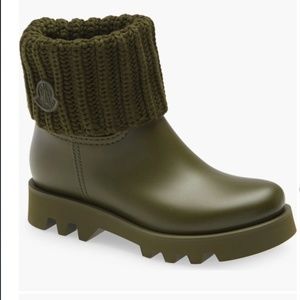 NIB $400 Moncler Ginette Waterproof Rain Boot in Green - size 10 US  / 40 EU!